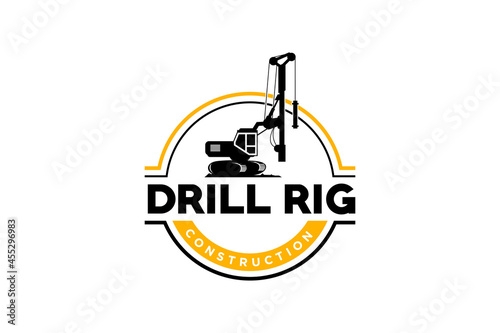 Drill Rig logo template vector. Heavy equipment logo vector for construction company. Creative Drill Rig illustration for logo template.