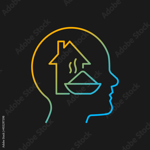 Physiological motivation gradient vector icon for dark theme. Satisfy basic human needs. Physical and mental health. Thin line color symbol. Modern style pictogram. Vector isolated outline drawing