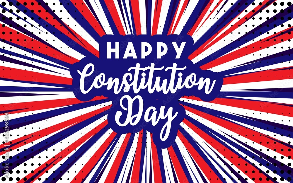 17 september - United States Constitution day. Typography concept design for greeting card, poster, banner, flyer. Text and brush USA flag on white background. Vector illustration