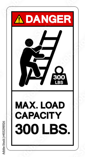 Danger Max Ladder Capacity 300 LBS Symbol Sign, Vector Illustration, Isolate On White Background Label .EPS10