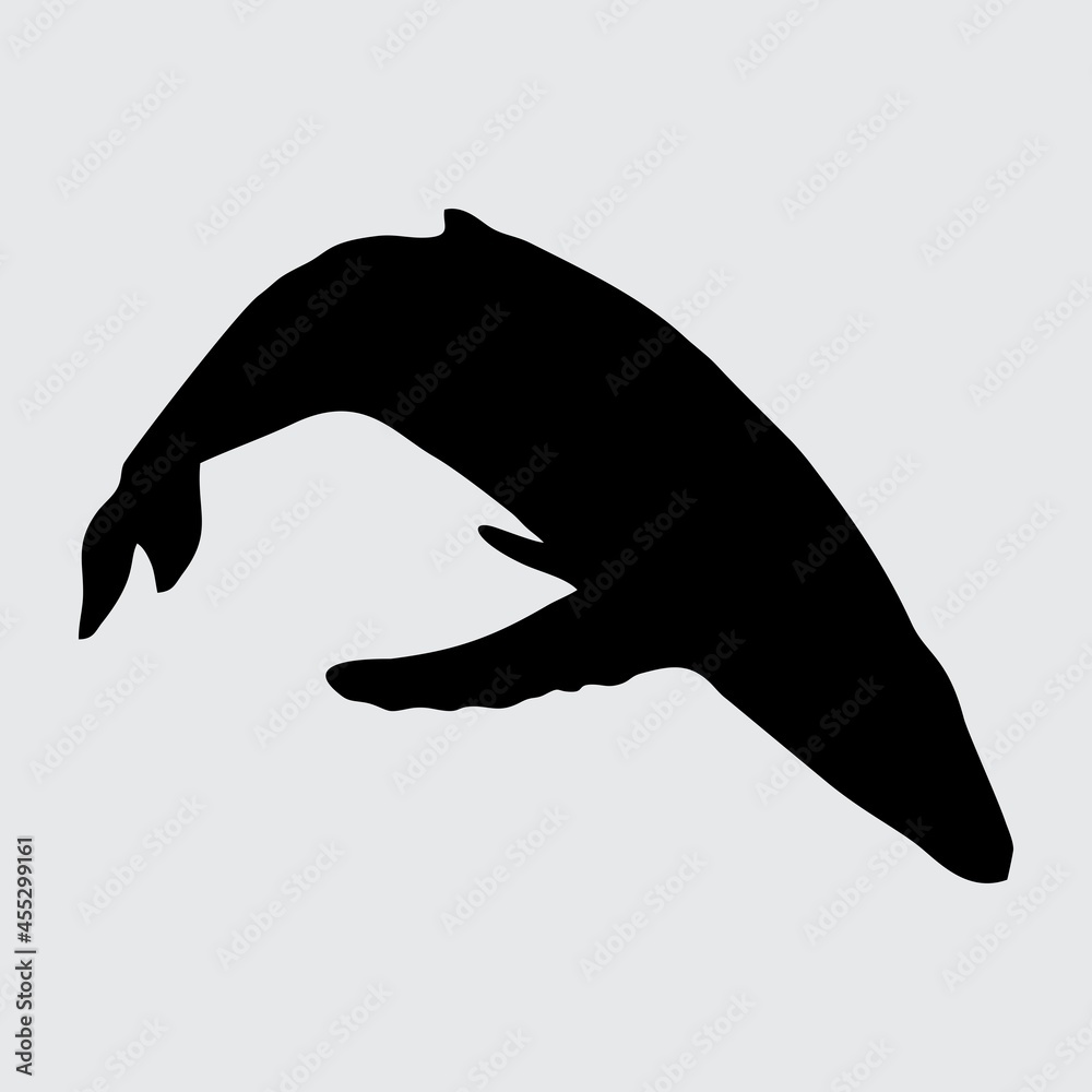 Whale Silhouette, Whale Isolated On White Background