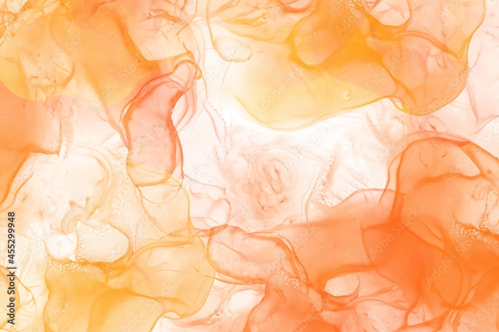 abstract fluid art painting alcohol ink technique autumn yellow background