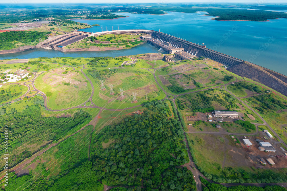 Aerial view of the Itaipu Hydroelectric Dam on the Parana River. Aerial view of the Itaipu Hydroelectric Dam on the Parana River.