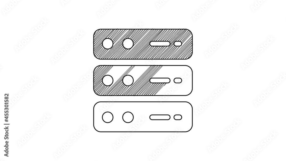 Black line Server, Data, Web Hosting icon isolated on white background. 4K Video motion graphic animation Black line Server, Data, Web Hosting icon isolated on white background. 4K Video motion graphic animation