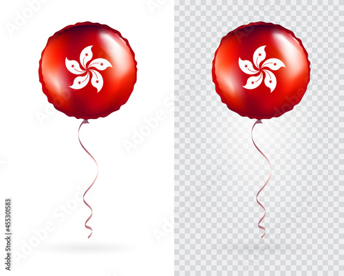 Foil Round Shaped Balloons in Vector White Red as Hong Kong National Flag