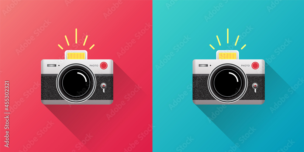 Retro camera in a Flat style. Vector.