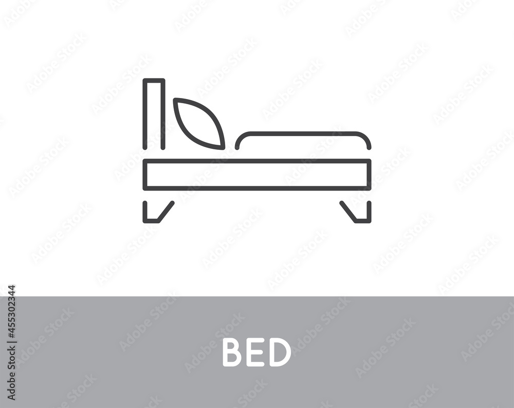 Furniture Bed Line Icon On White Background Furniture Bed Line Icon On White Background