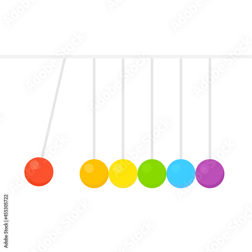 Newtons Cradle with six balls concept image. Clipart image