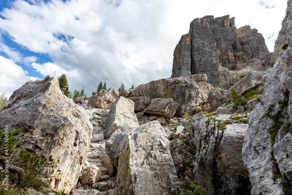 Amazing alpine scenery of  Dolomites, Cinque Torri, Nuvolau, Alps, Northern Italy