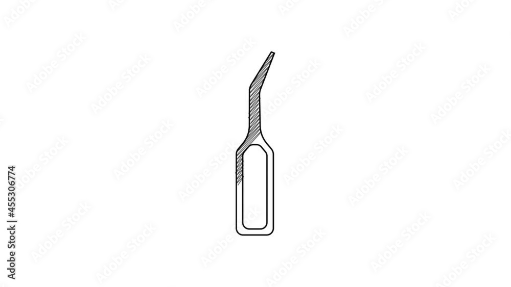 Black line Dental explorer scaler for teeth icon isolated on white background. 4K Video motion graphic animation Black line Dental explorer scaler for teeth icon isolated on white background. 4K Video motion graphic animation