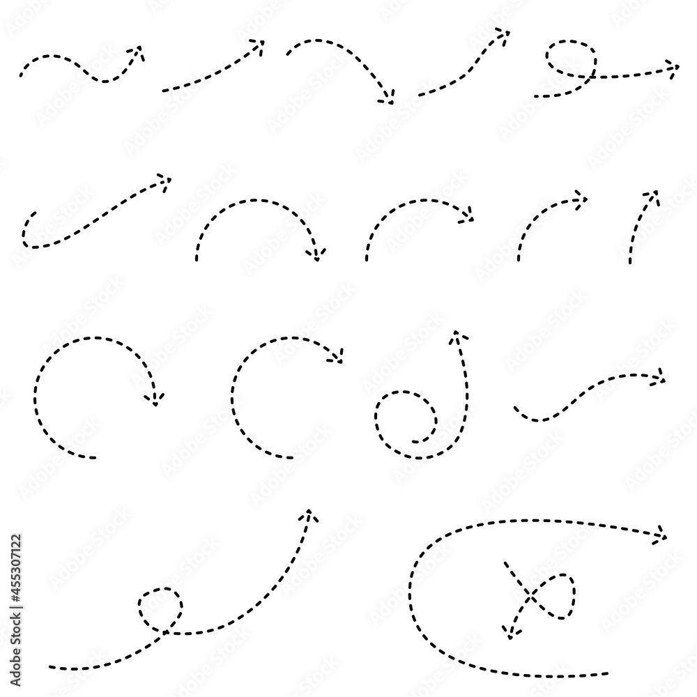 Set of black curved dotted arrows vector stock illustration Set of black curved dotted arrows vector stock illustration
