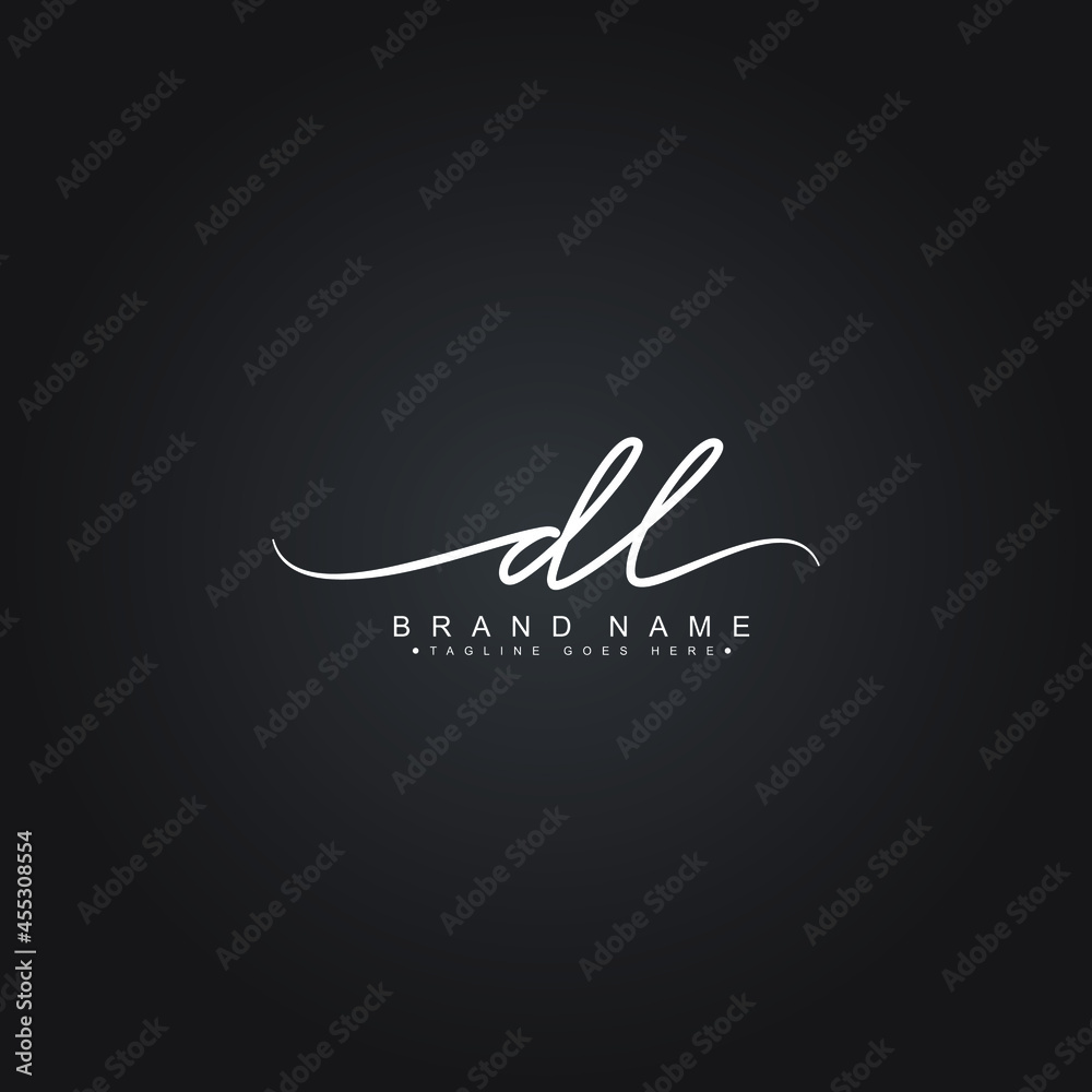 Initial Letter DL Logo - Handwritten Signature Style Logo - obrazy, fototapety, plakaty 