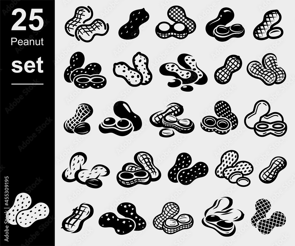 Fototapeta premium Peanuts set. Collection icon peanuts. Vector