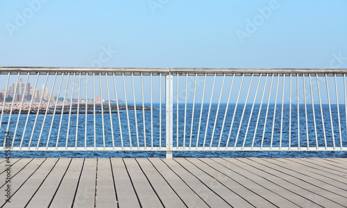 Coney Island boardwalk railing, New York, USA.