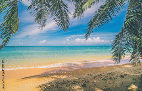 A beautiful beach on a tropical Island.