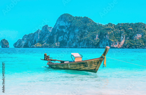 A traditional Boat at the Beach, Phuket, Thailand, Asia.