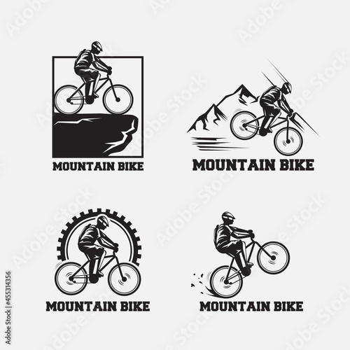 Retro simple mountain bike badge logo design