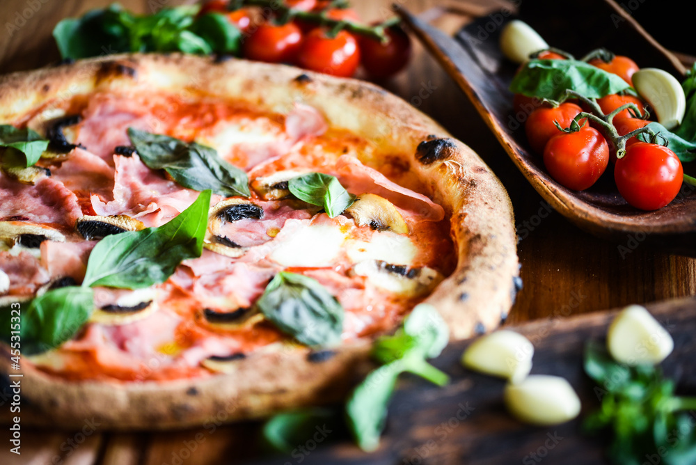 delicious Italian pizza with fresh ingredients delicious Italian pizza with fresh ingredients