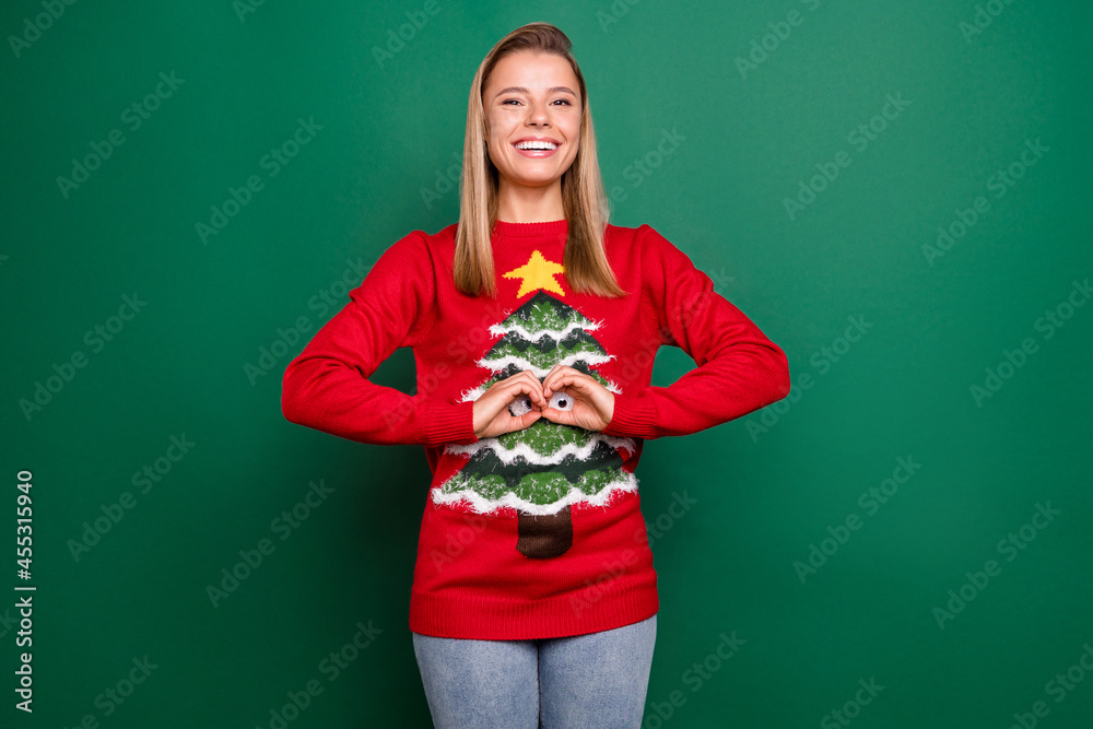 Portrait of attractive cheerful girl showing eyes evegreen jumper look having fun isolated over green color background Portrait of attractive cheerful girl showing eyes evegreen jumper look having fun isolated over green color background