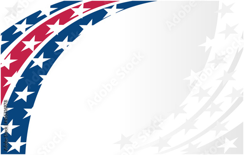 Abstract USA flag symbols wave corner border frame background with empty space for your text vector design template.
