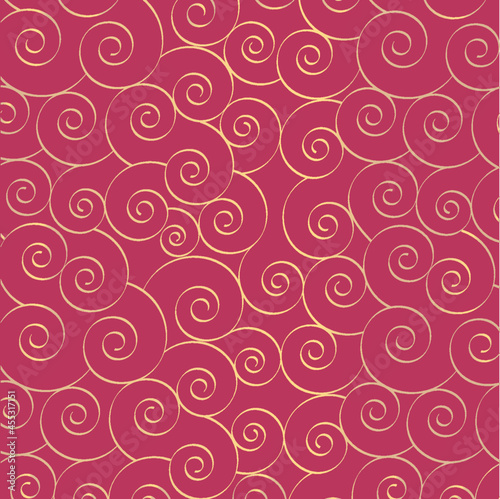 Yellow swirl on pink pattern background. Vector illustration