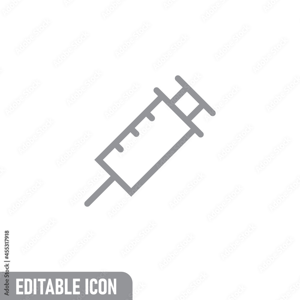Syringe icon. Vaccine vaccination symbol. Editable line stroke. Syringe icon. Vaccine vaccination symbol. Editable line stroke.