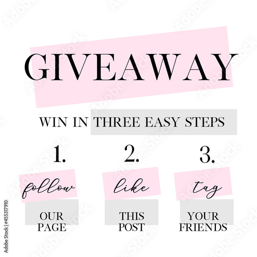 Giveaway win in three easy steps banner | Instagram post | Instagram story vector image