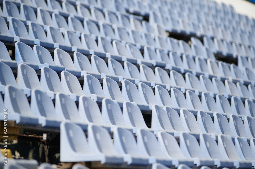 Fototapeta premium a old blue stadium seats