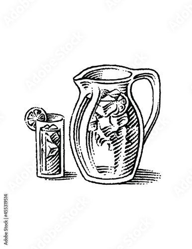 hand drawn pitcher and glass