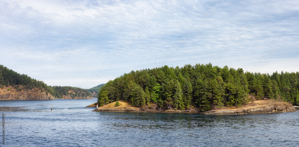 View of Beautiful Gulf Islands during a sunny day. Located near Galiano, Mayne and Vancouver Island, British Columbia, Canada. Nature Background
