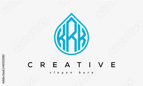 Water drop letters KRK logo initial template vector
