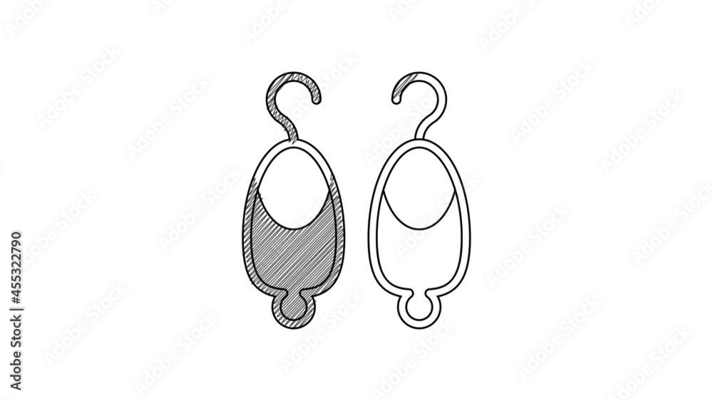 Black line Earrings icon isolated on white background. Jewelry accessories. 4K Video motion graphic animation Black line Earrings icon isolated on white background. Jewelry accessories. 4K Video motion graphic animation