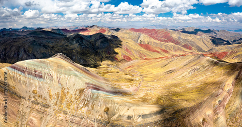 Aerial view of Palccoyo Rainbow Mountains in Peru