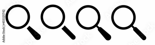 Magnifying glass instrument set icon. Search icon. Magnifying sign, glass, magnifier or loupe sign, search Vector illustration