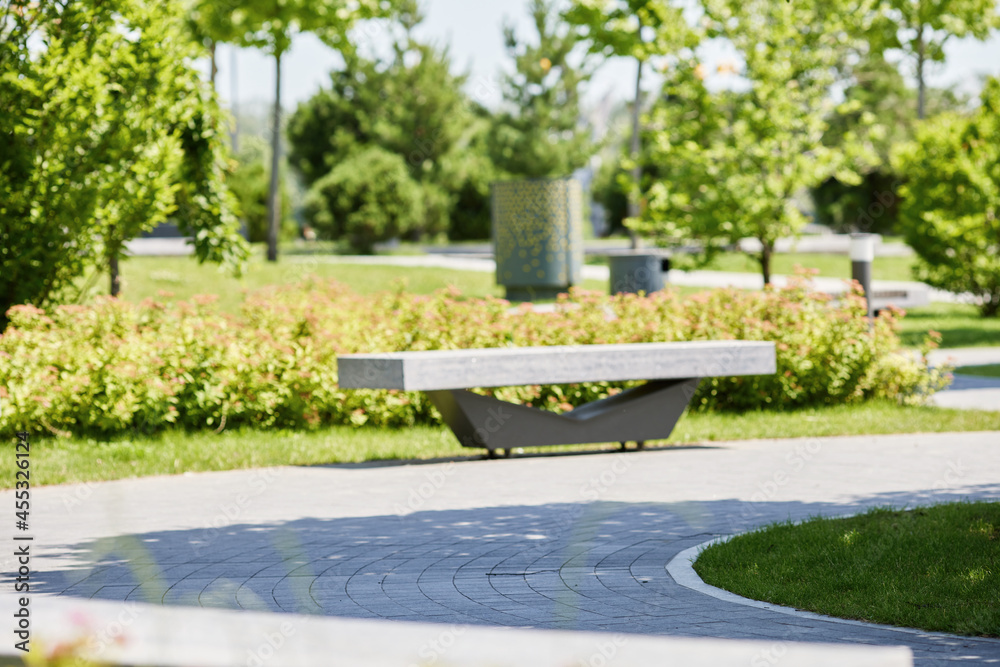footpath walkway in summer park in sunny day