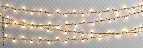 Vector Christmas garland on an isolated transparent background. Light, light garland PNG, Christmas decoration. photo