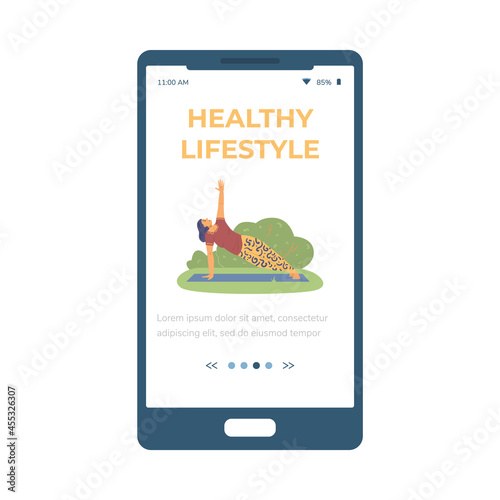 Smartphone app for advertising of healthy lifestyle, sports and fitness outdoor.