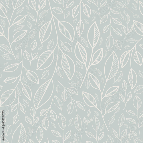 seamless pattern with hand drawn botanical elements delicate pastel color
