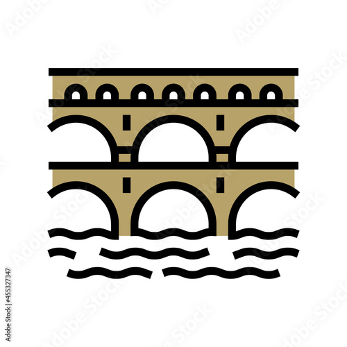 aqueduct ancient rome construction color icon vector. aqueduct ancient rome construction sign. isolated symbol illustration