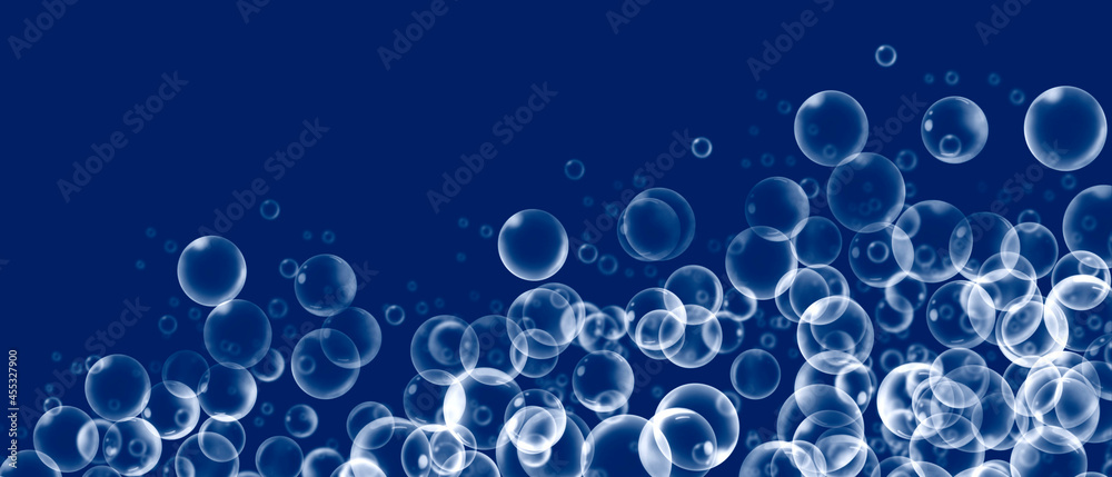 Bubbles in blue water background.