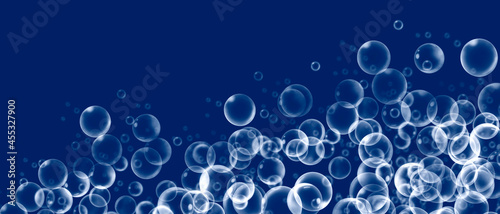 Bubbles in blue water background.