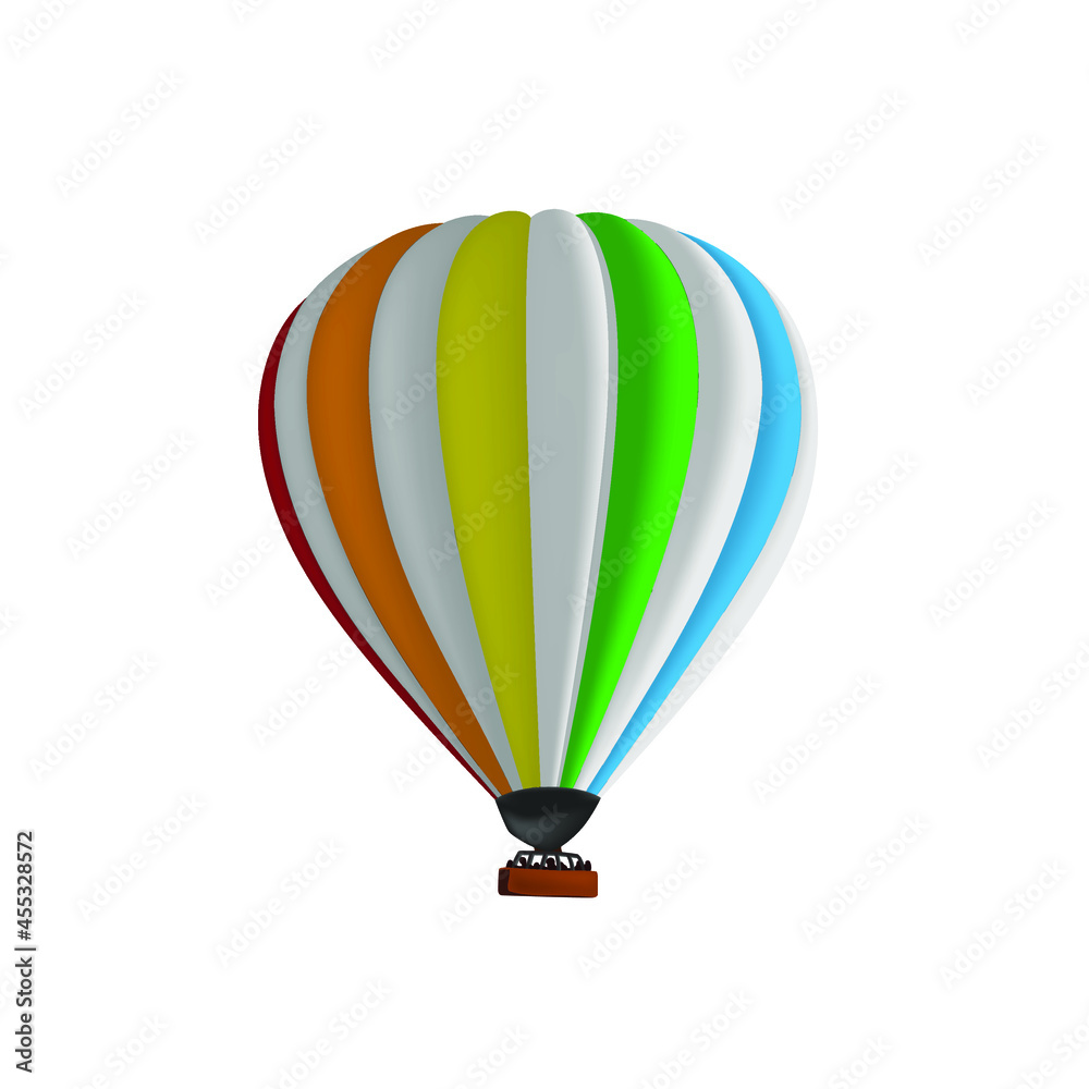 Fototapeta premium Hot air rainbow balloon vector illustration. Graphic isolated colorful parachute aircraft. Balloon festival.