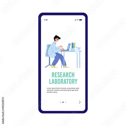 Smartphone app for science research medical laboratory on development vaccine.