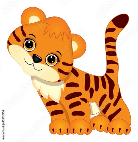 Fototapeta Naklejka Na Ścianę i Meble -  Cute Cartoon Baby Tiger. Vector Cute Tiger