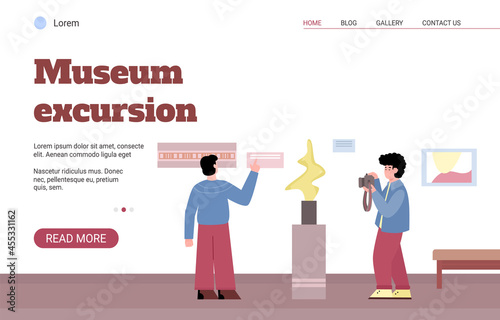 Vector web banner for ads about museum or art gallery excursion.