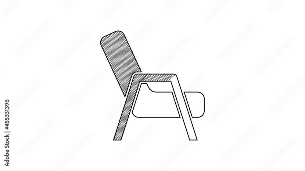 Black line Armchair icon isolated on white background. 4K Video motion graphic animation Black line Armchair icon isolated on white background. 4K Video motion graphic animation