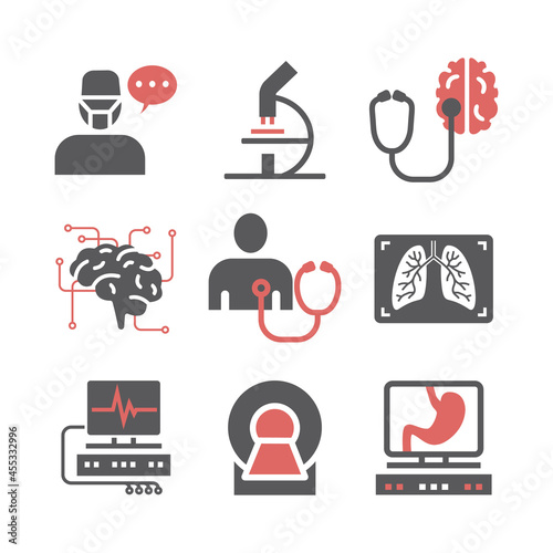 Medical diagnostic icons set. Health center. Vector sign for web graphics.