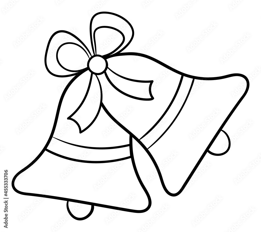 Christmas Bells with Bow in Black and White Colours. Vector Xmas Bells Icon Christmas Bells with Bow in Black and White Colours. Vector Xmas Bells Icon
