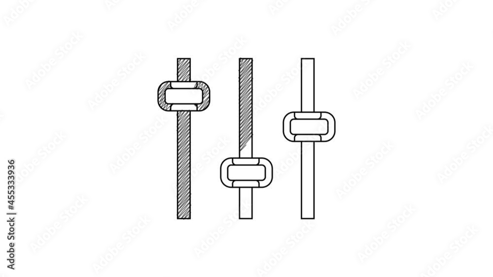 Black line Music equalizer icon isolated on white background. Sound wave. Audio digital equalizer technology, console panel, pulse musical. 4K Video motion graphic animation Black line Music equalizer icon isolated on white background. Sound wave. Audio digital equalizer technology, console panel, pulse musical. 4K Video motion graphic animation