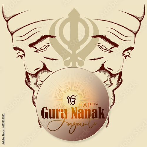 Abstract vector illustration happy guru nanak jayanti.